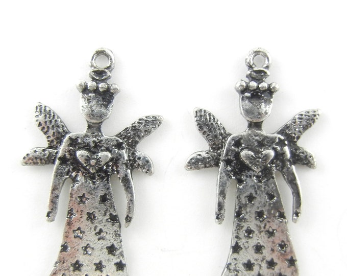 Pair of Antique Silver-tone Fairy Angel Charms