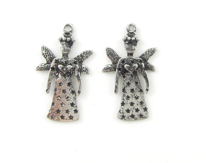 Pair of Antique Silver-tone Fairy Angel Charms