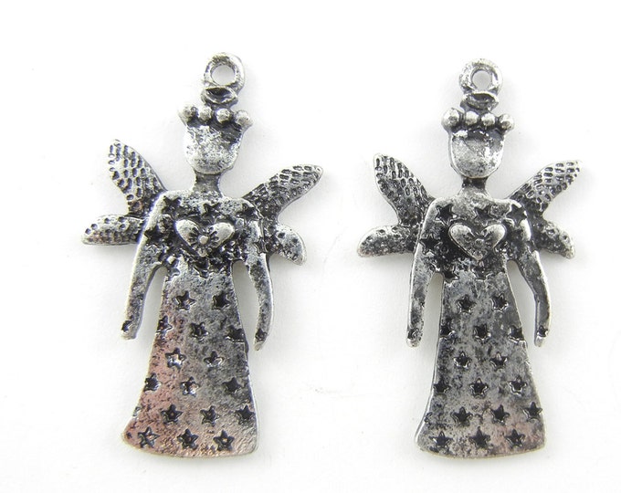 Pair of Antique Silver-tone Fairy Angel Charms