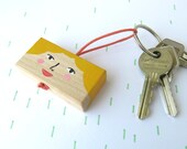wooden key chain - girl