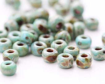 20 Grams Japanese Miyuki 6/0 Seed Bead - Opaque Turquoise Blue Picasso - 4mm (6-4514)