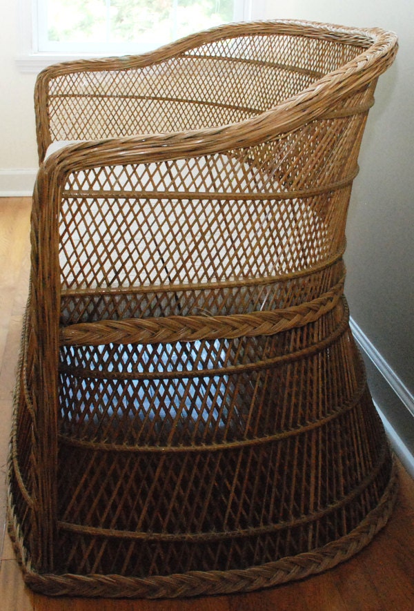 Vintage Wicker Rattan Settee Bench Bohemian