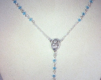 Swarovski Pearl or Crystal Rosary Necklace - Custom Made - Choice of Pearl or Crystal Colors - Silver or Gold