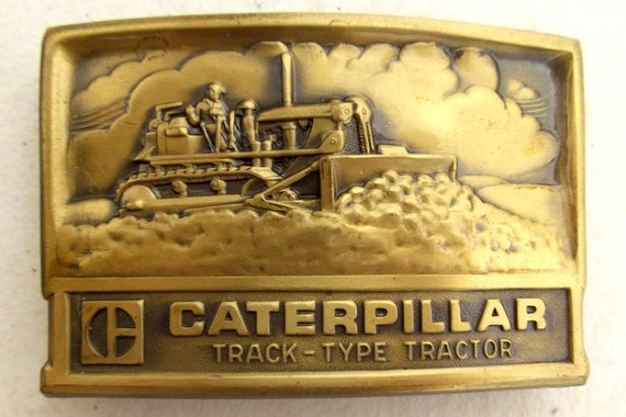 Vintage Caterpillar Bulldozer Tractor Belt Buckle track type