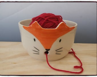 Yarn Bowl-Red Fox Face by misunrie