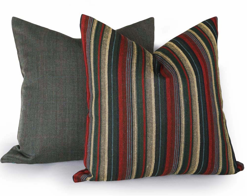 Southwestern Striped Pillows Masculine Pillow by PillowThrowDecor