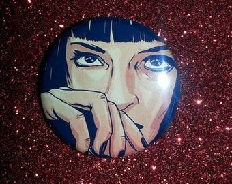 Pulp Fiction Powder Room Mrs. Mia Wallace 1.25in button pin badge