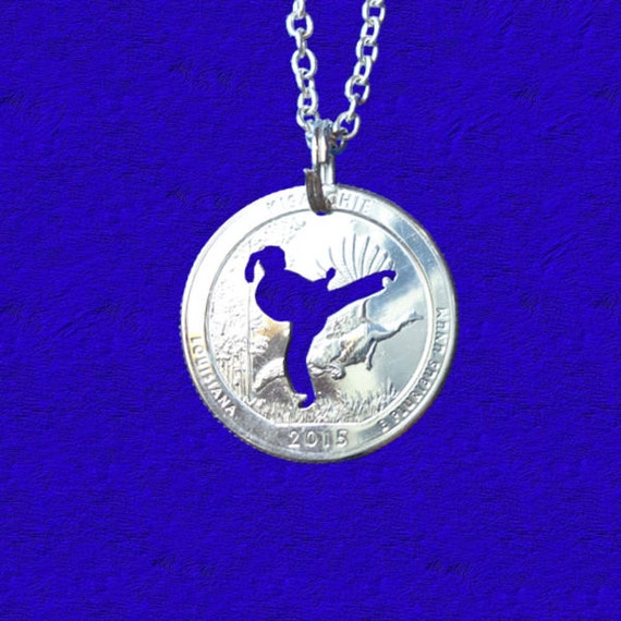 Karate Girl Necklace, Martial Arts Pendant, Taekwondo Girl, Sports
