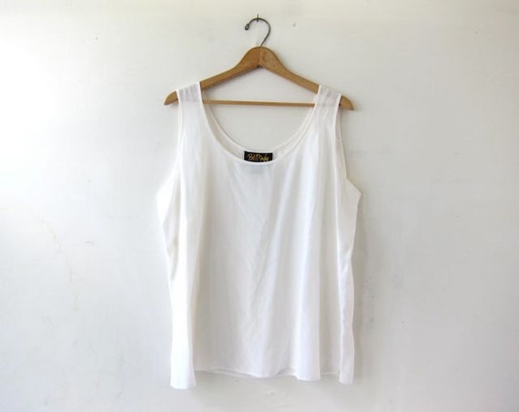 Vintage silk tank top. white sheer silk by dirtybirdiesvintage