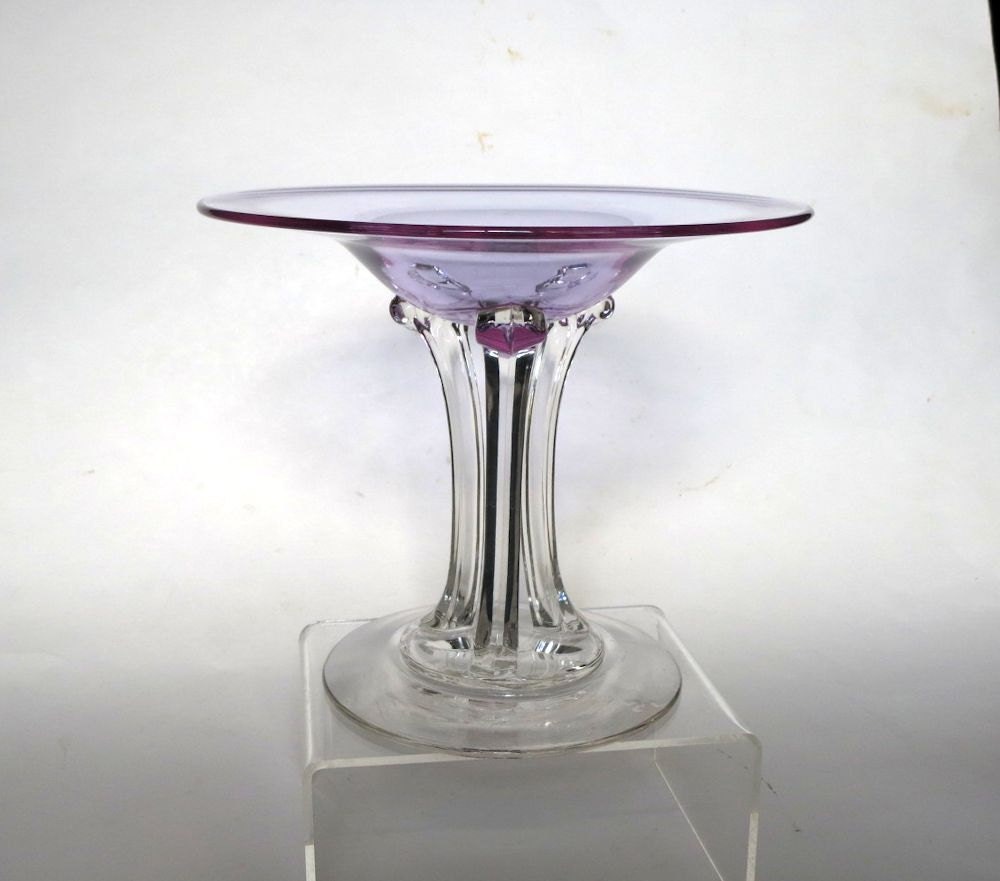 Fostoria Glass Sakier Design Wisteria and Crystal Tall Deco