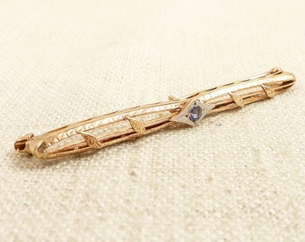 Antique 14K Gold and Sapphire Bar Pin