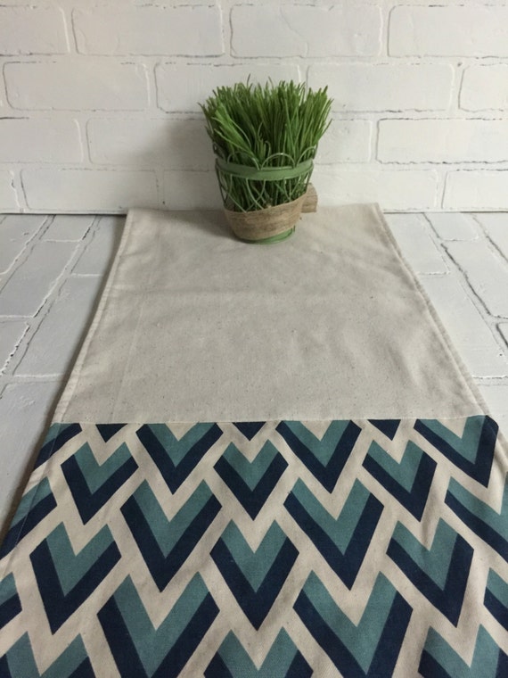Navy Aqua Geometric Print Table Runner by Dotsnswirls on Etsy