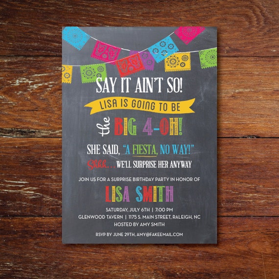 fiesta surprise party invitation 40th 50th 60th 70th 80th 80th birthday surprise party invitations