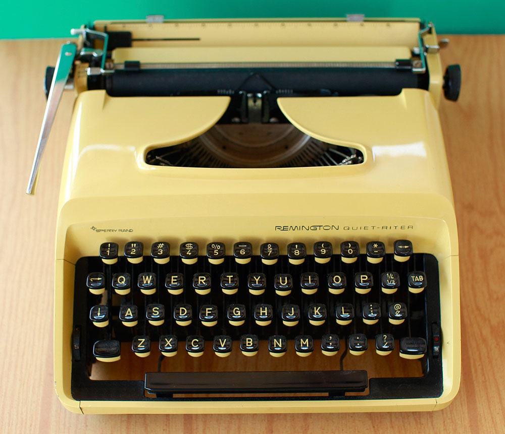 Vintage Yellow Remington Quiet Riter Manual Typewriter By