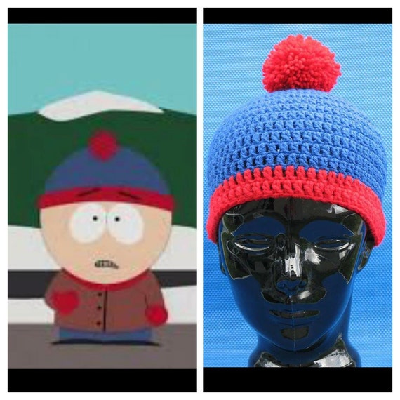 South Park Crochet Stan Marsh Beanie Hat Skull Cap Blue Red