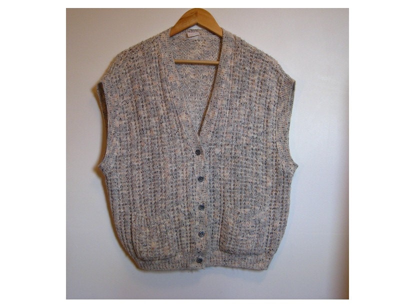 Vintage 80s grandpa vest button down vest mix yarn knitted