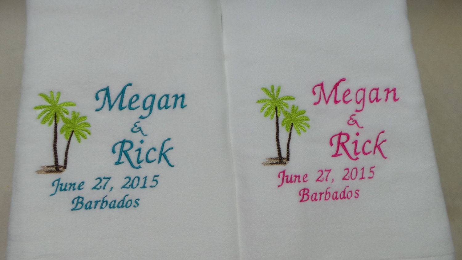 Wedding Beach Towels 2 Personalized Towels with Names Date