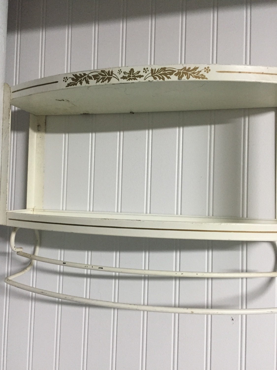 Vintage White Metal Wall Shelf Haute Juice