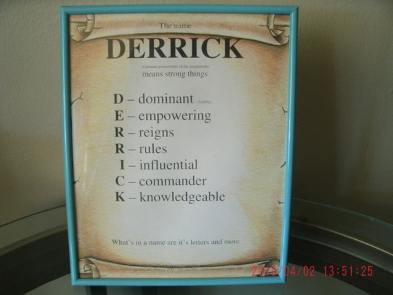 name-meaning-framework-personalize-derrick-novelty