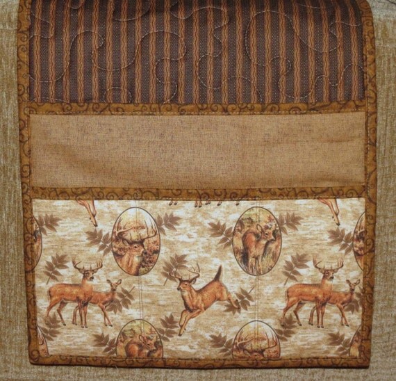 Quilted Armchair Caddy Bedside Caddy Remote holder Deer