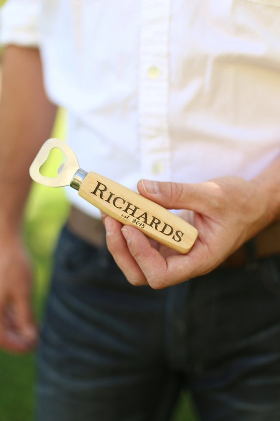 Personalized Wood Beer Bottle Opener Engraved Wedding, Groomsman, Best Man, Bachelor Party, Christmas Gift (MMHDSR10070) by braggingbags