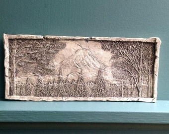 Mout Rainier Ceramic Porcelain Relief Pottery Tile