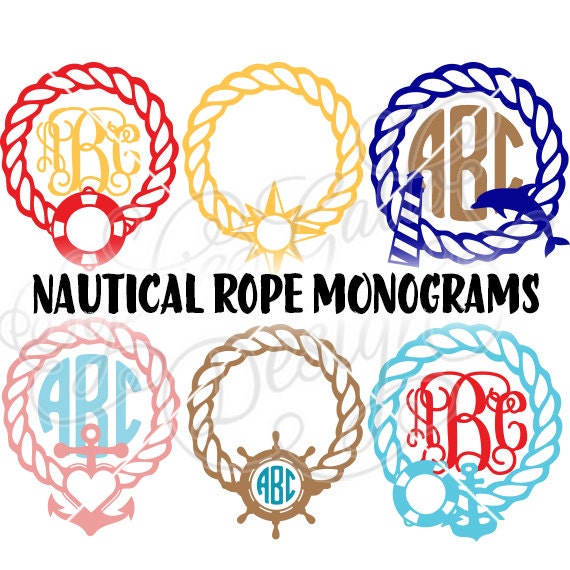 Download Nautical Rope Monograms SVG DXF digital download files for