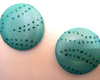 Fabric Covered Button Earrings