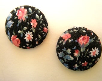 Fabric Covered Button Earrings