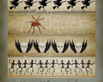 Vintage Halloween Borders Digital Download