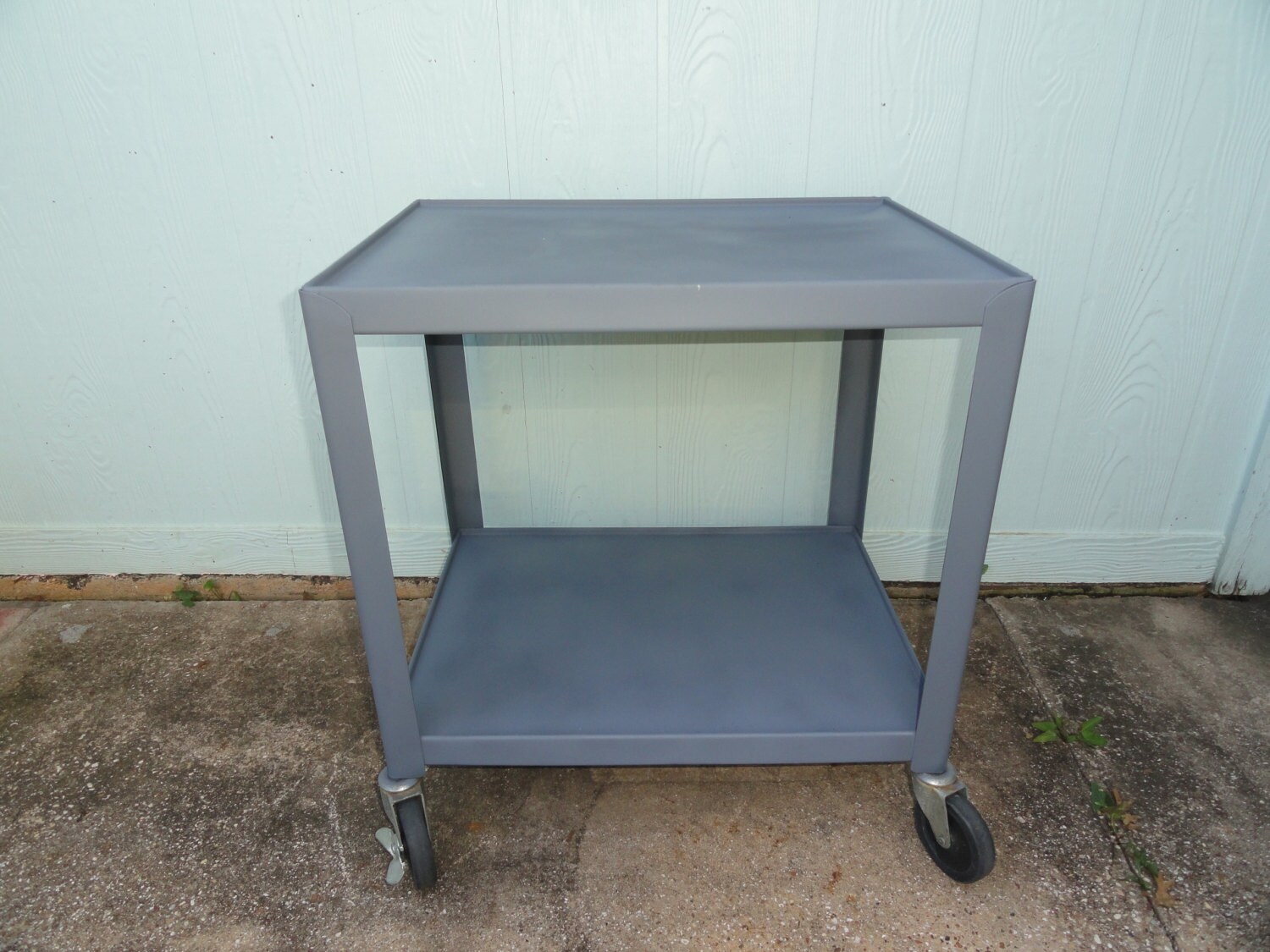 Industrial Cart Utility Table Industrial Gray Rolling Metal Casters