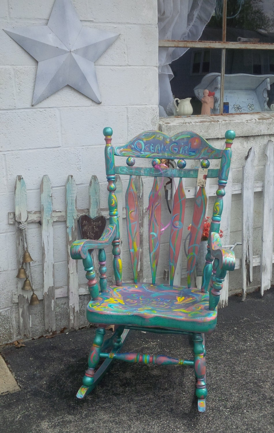 Painted Rocking Chairs Flickr Rocking Chair ART Rocker ‘Ocean Girl’ Chair Poppy Cottage Hand Painted ...