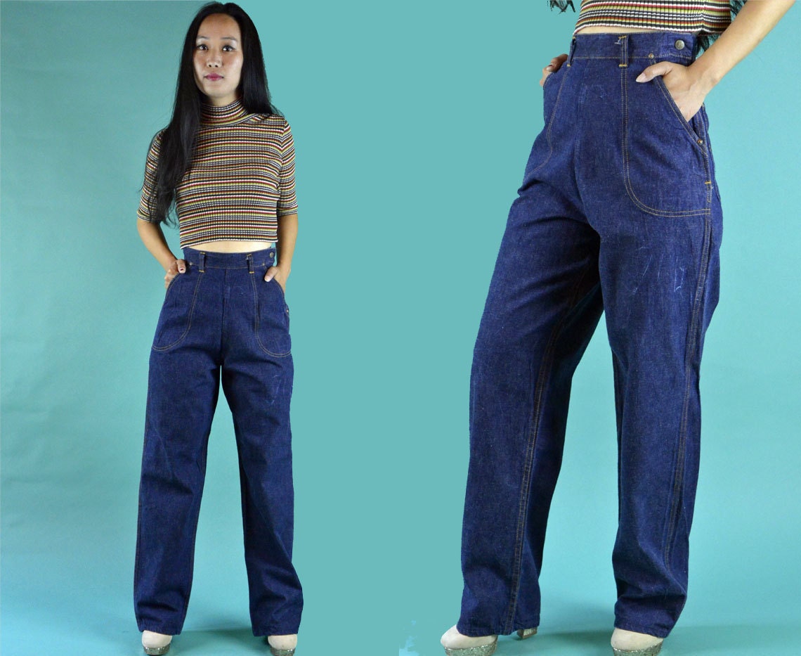 high waisted jeans 50s style