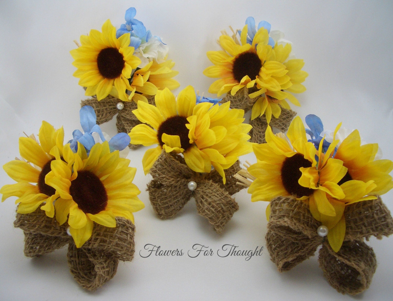5 blue wedding new ideas something Sunflower Corsage Rustic Fall Yellow Burlap Blue Summer and