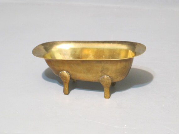 Vintage miniatur messing badewanne seifenschale / von milkacervenka