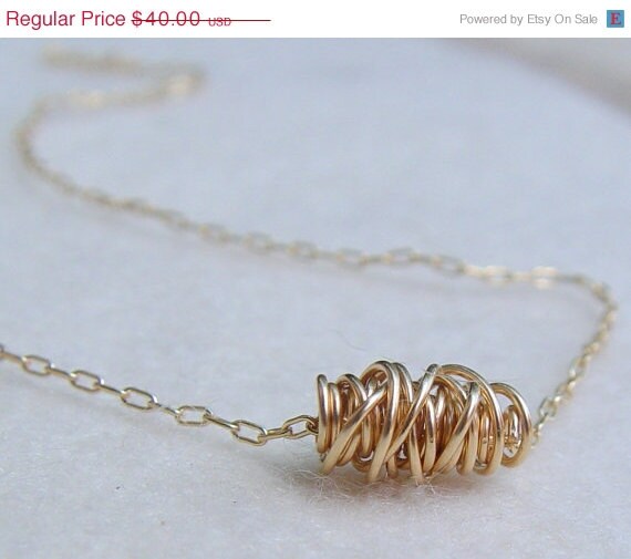 SALE Wire Wrapped Simple Necklace Gold Necklace by ravitschwartz