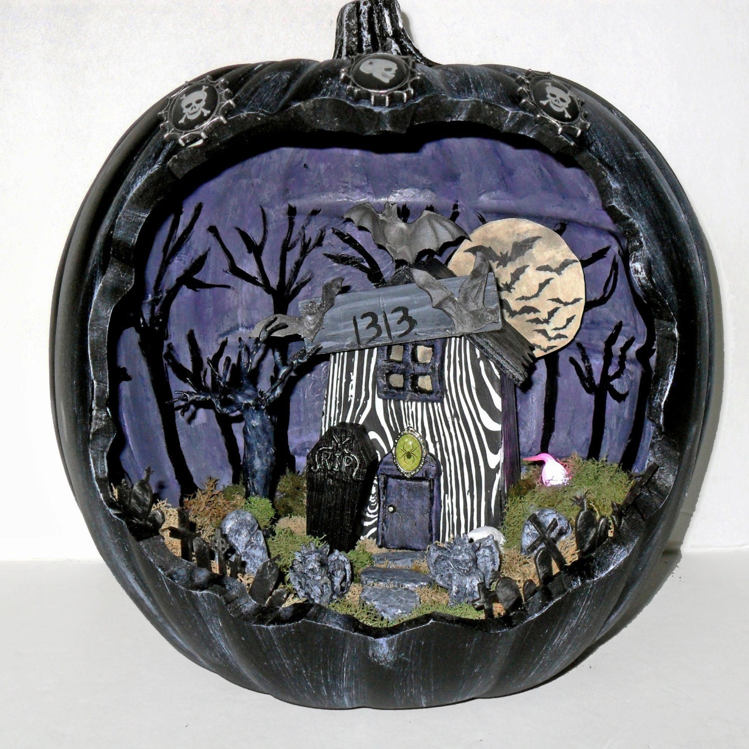 Pumpkin Diorama Haunted House Diorama Miniature Graveyard