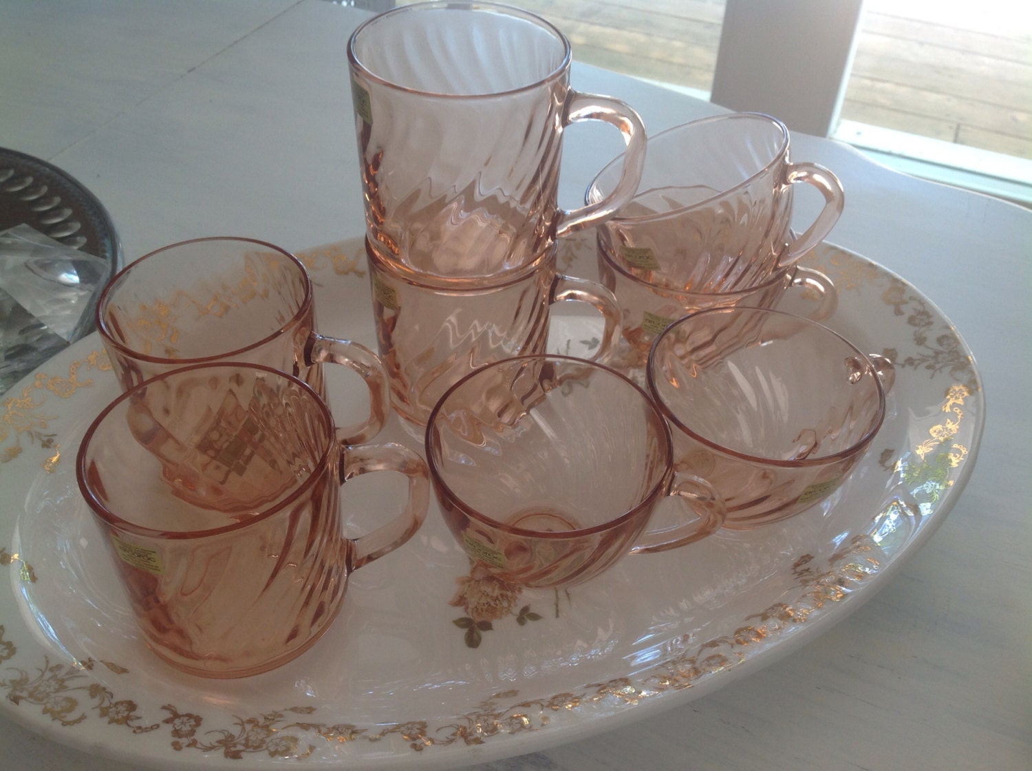 Vintage Pink Drinking Glasses 8