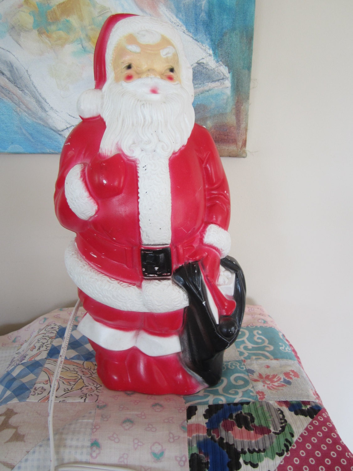 Vintage Santa Claus Blow Mold by Empire 1960s Lights Up