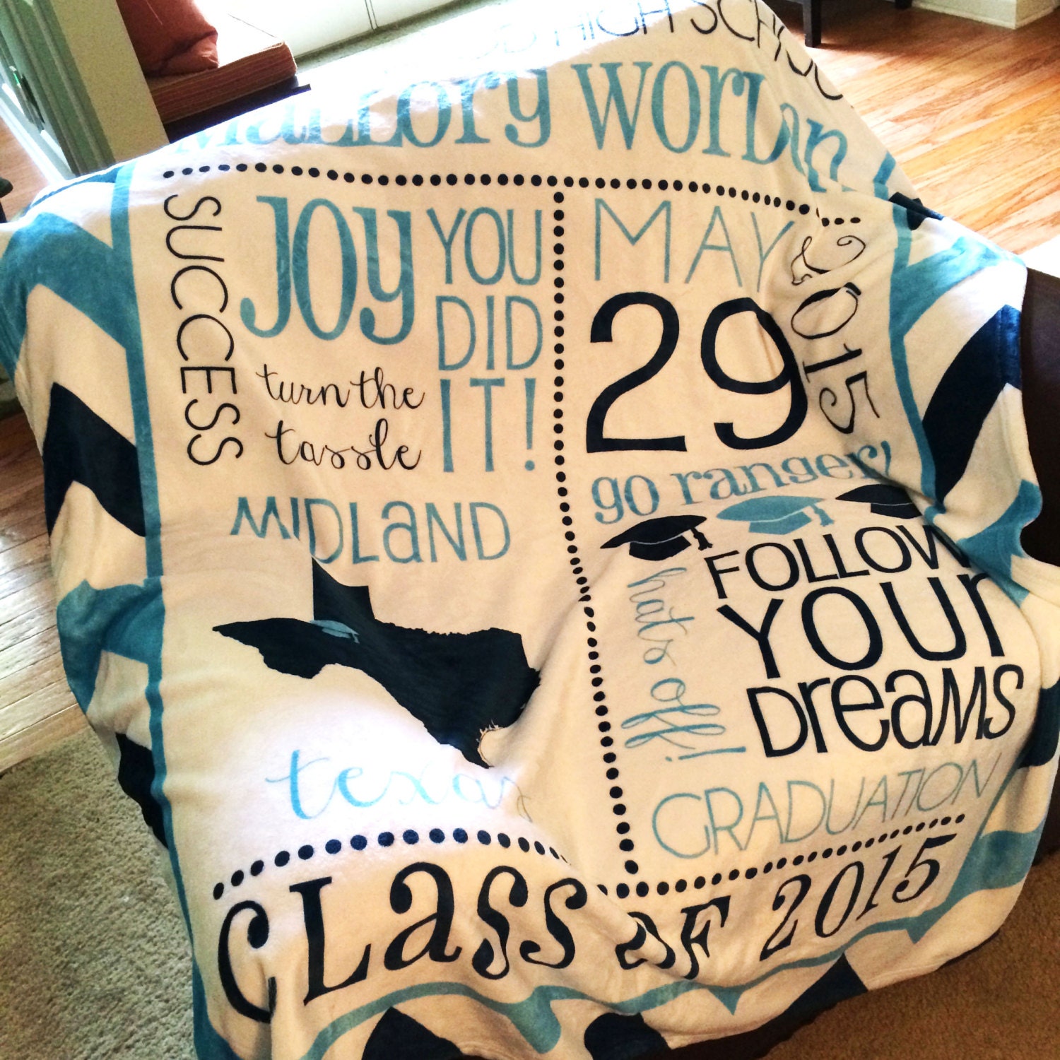Personalized Graduation Blanket Subway Art