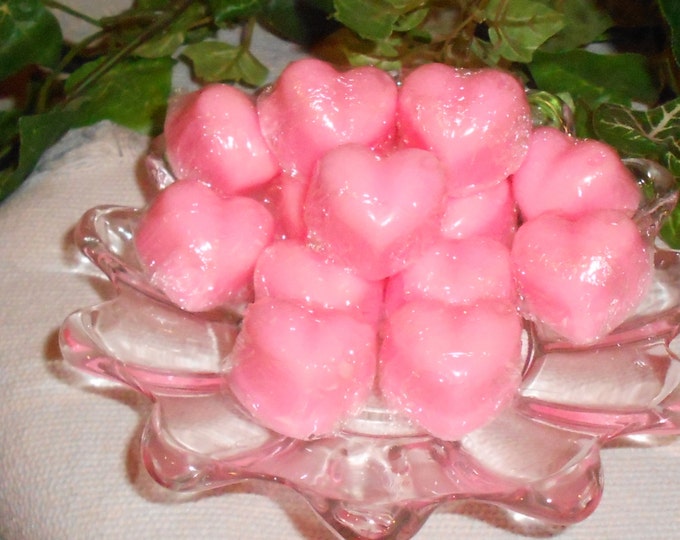Fifteen, Mini Heart Wax Candle Tarts, Melts, .5 oz. each, Valentine's Day, Wedding Day, You choose the color and Frangrance, Soy