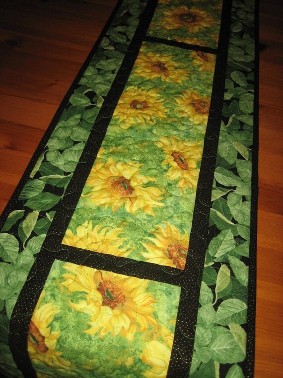 Quilted Table Runner Yellow Sunflowers by TahoeQuilts on Etsy