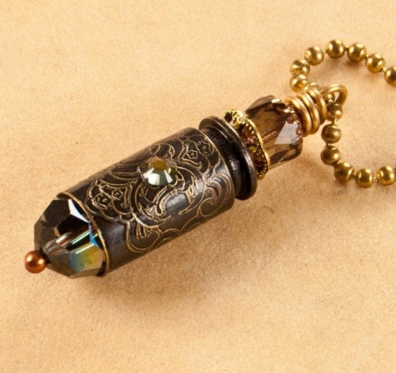 Bullet necklace - "Crystal Elegance" - bullet pendant - bullet jewelry by Dazzlez steampunk buy now online