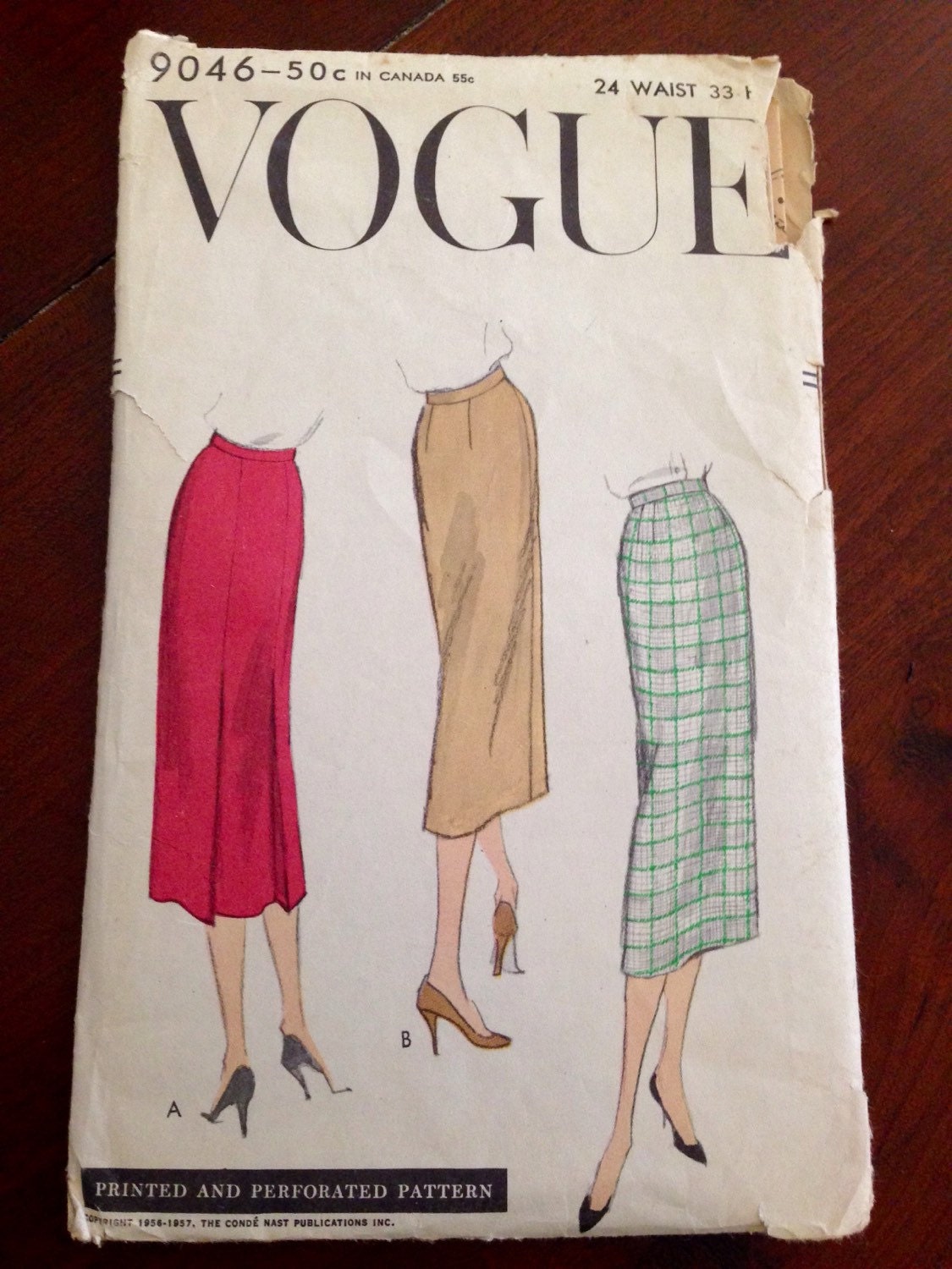 Vogue pencil skirt vintage pattern fifties