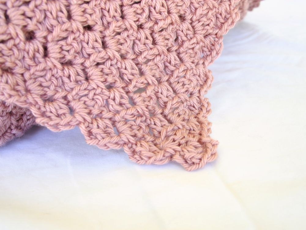 Crochet afghan pink throw blanket dusty rose large bedding