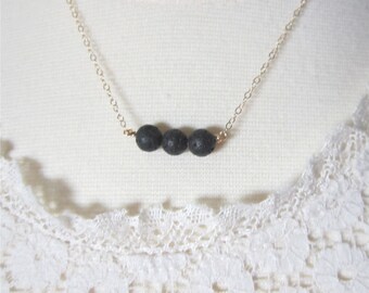 Lava rock necklace, essential oil necklace, delicate modern jewelry
