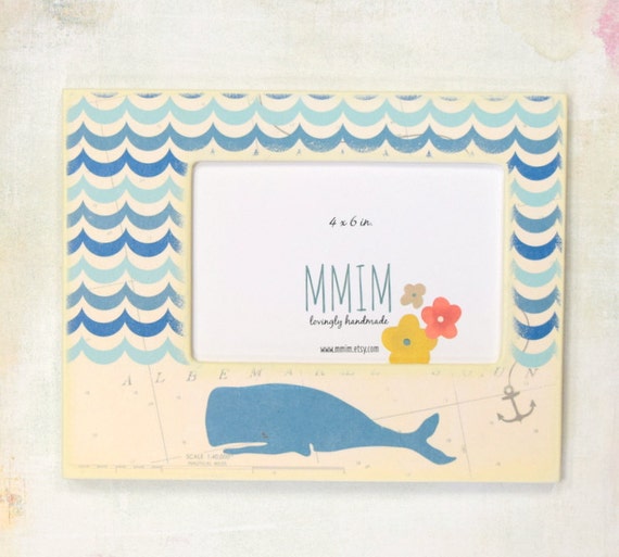 Items similar to Whale 4 x 6 Picture Frame, Photo Frames, Picture Frames, Tabletop Frame, Whale