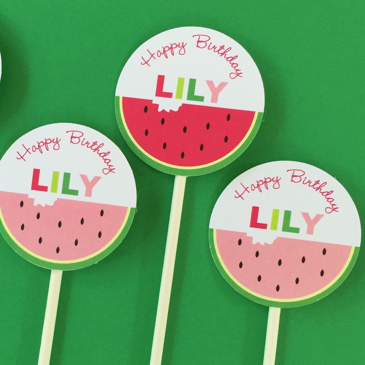 Printable Watermelon Cupcake Toppers Pink and Green