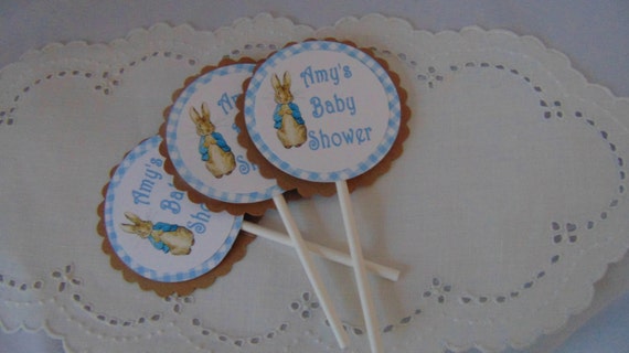 Peter Rabbit Cupcake Toppers With Personalized Tags Order Of 12