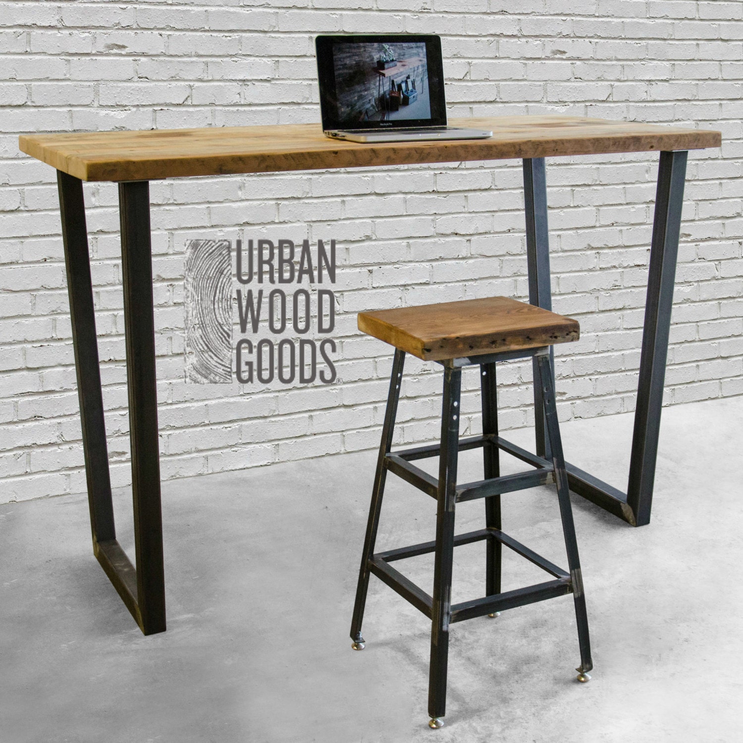 Modern wood Desk with reclaimed wood top in choice of sizes or